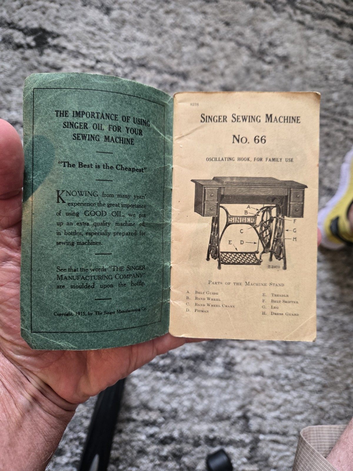 Vintage SINGER SEWING MACHINE 1915 Instruction Operating MANUAL Booklet #66 NICE