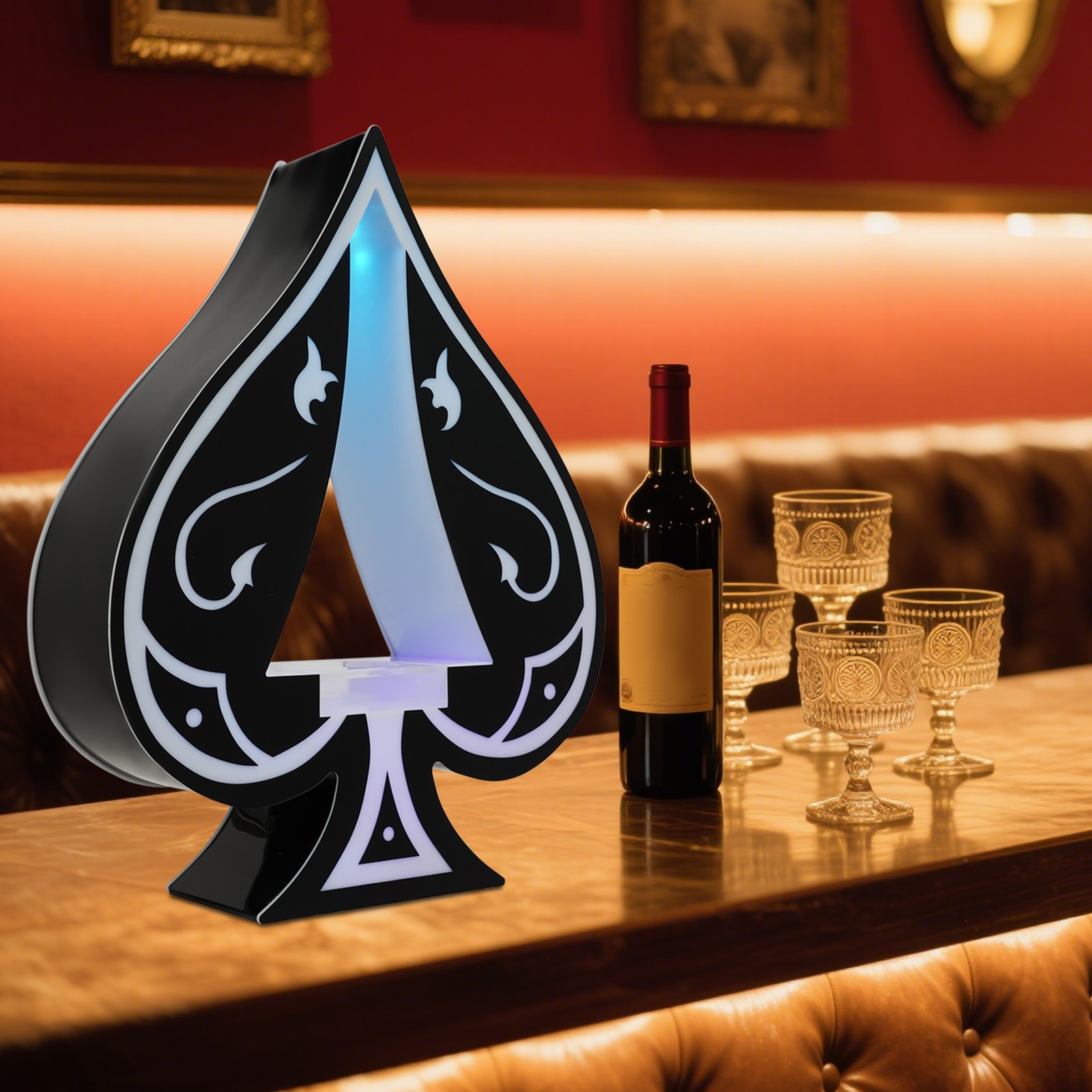 LED Lighted Liquor Bottle Display Ace of Spades Champagne Bar Bottle Stand Shelf