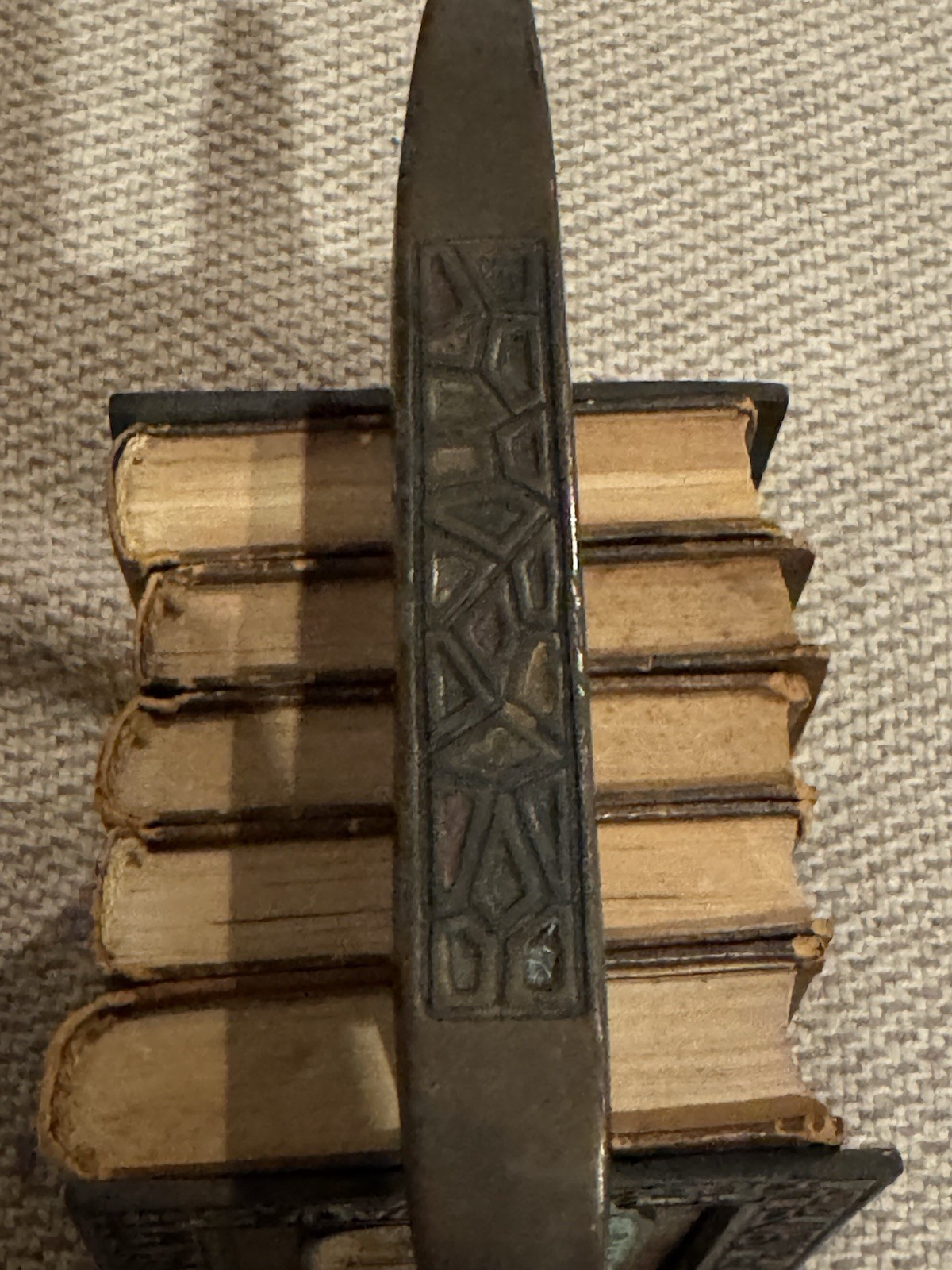 Vintage 5 Leather Bound Books of Moses (TorahSet) Hebrew with Metal Book Holder