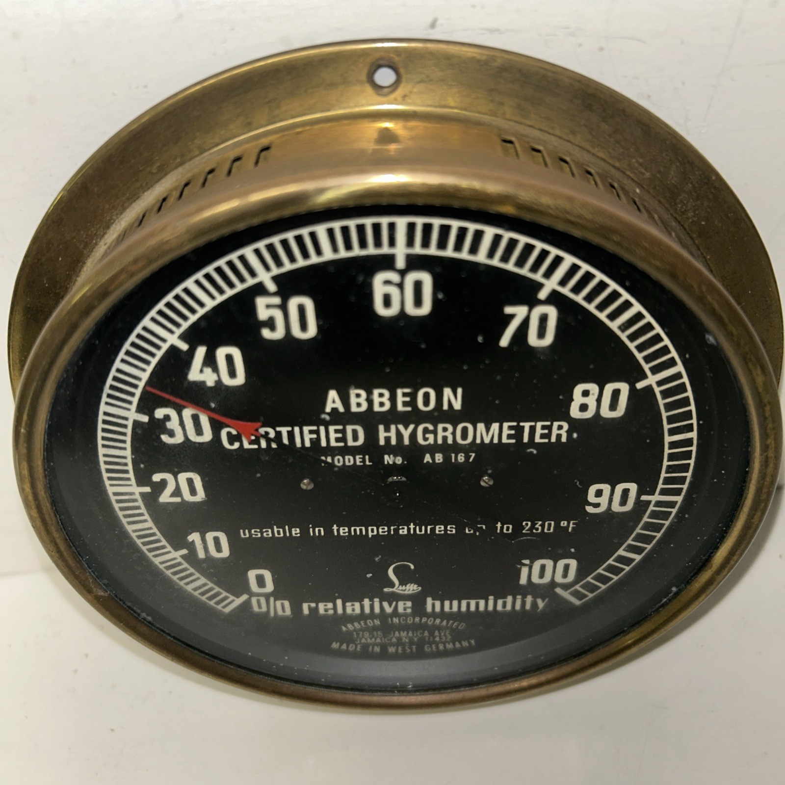 Abbeon Certified Hygrometer Relative Humidity Model AB167 West Germany