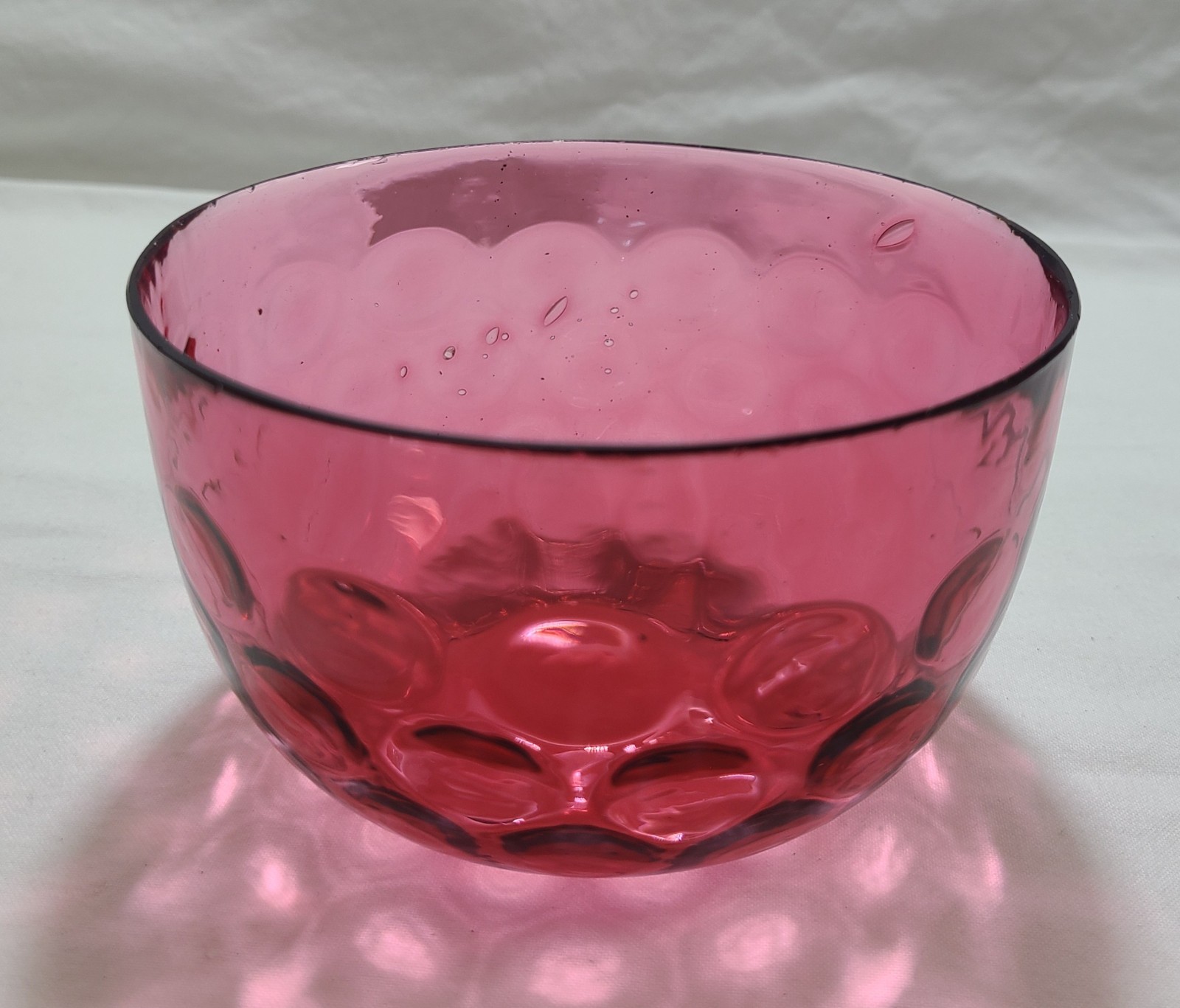 Antique Webster Silverplate Cranberry Thumbprint Glass Candy Dish Lid Victorian