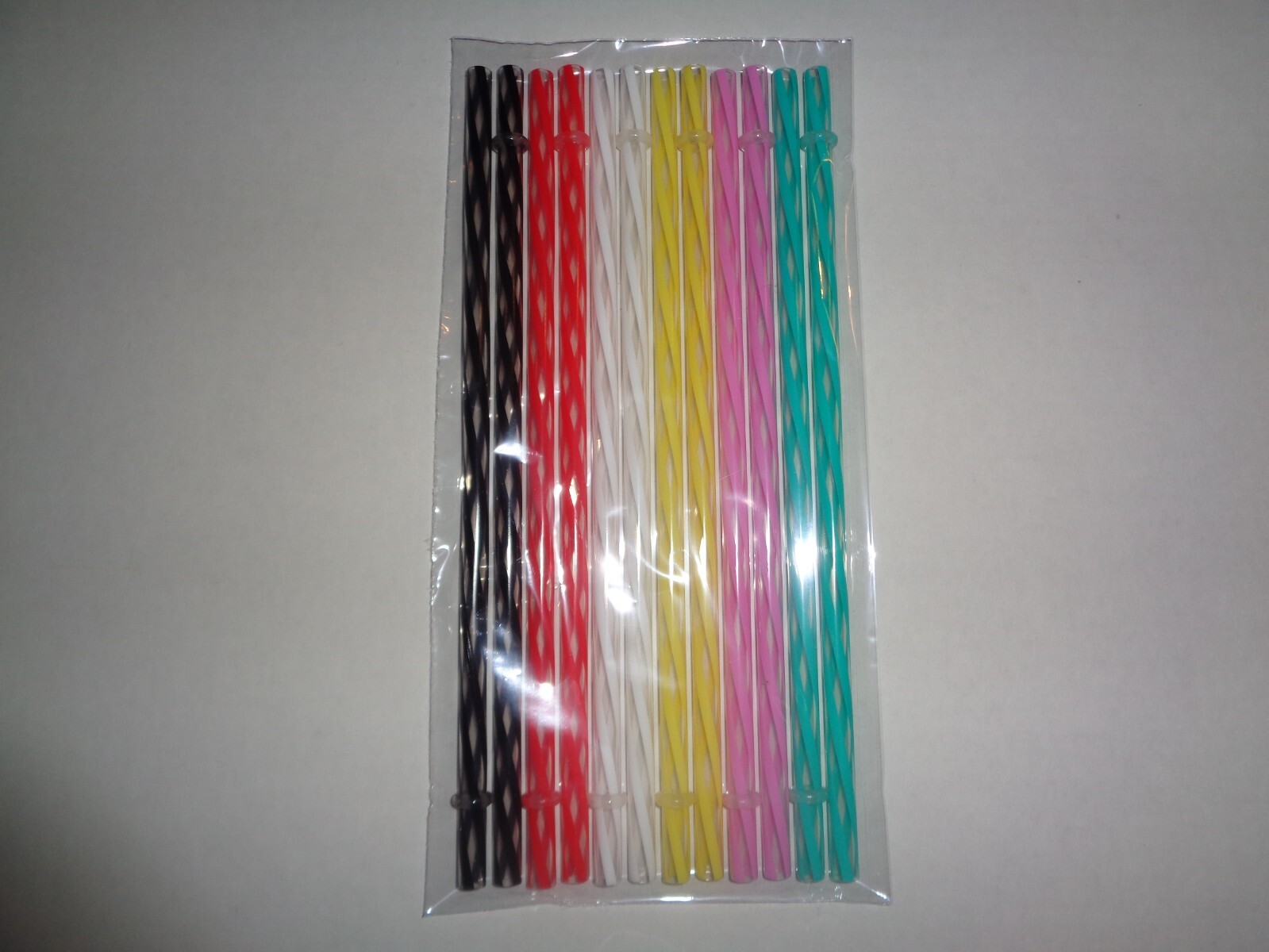 12 Pack Reusable Colored Plastic Drinking Straws With Tumbler Lid Stopper 9 Inch
