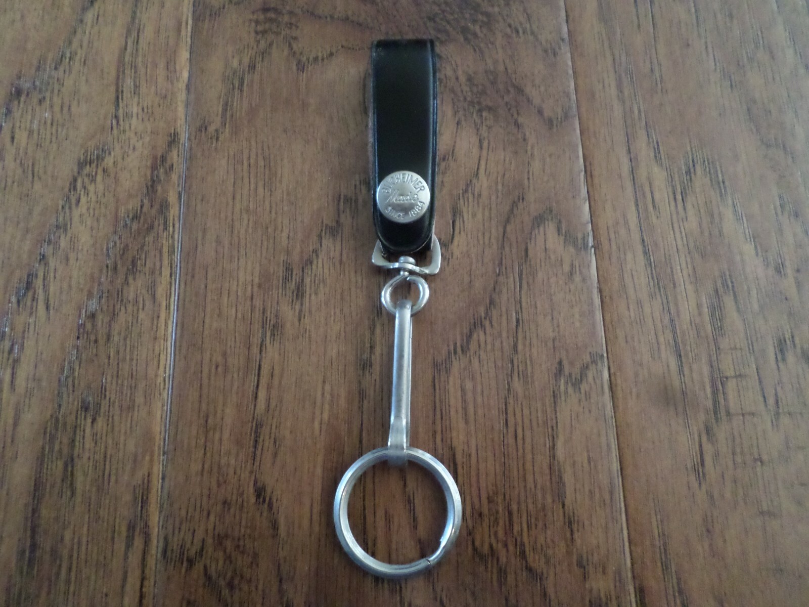 VINTAGE U.S NAVY BLACK LEATHER BELT KEEPER KEY CHAIN RING USA MADE BUCHEIMER