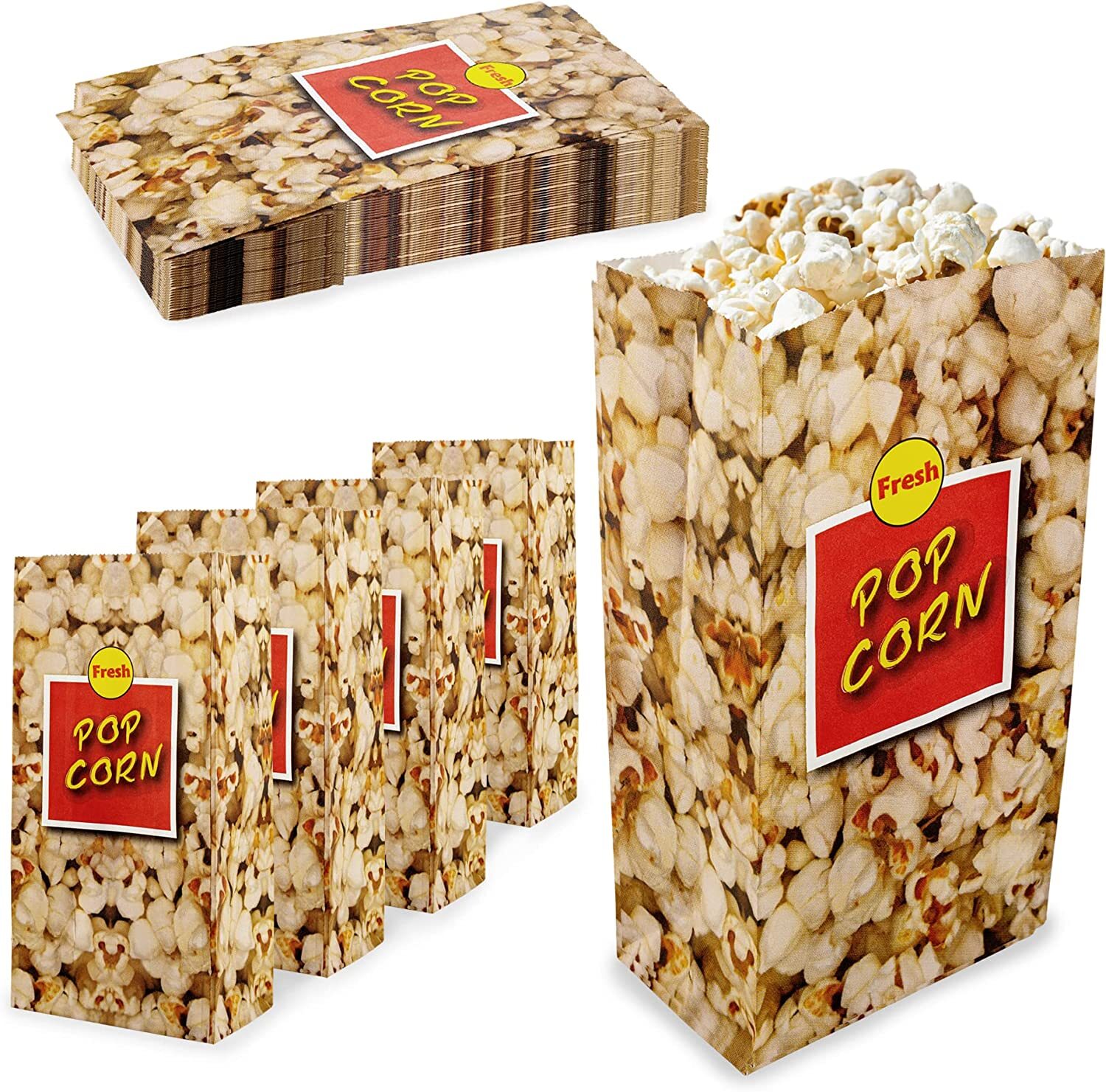 MT Products Popcorn Bags - 46 oz Popcorn Holders with Flat Bottom - Pack of 50