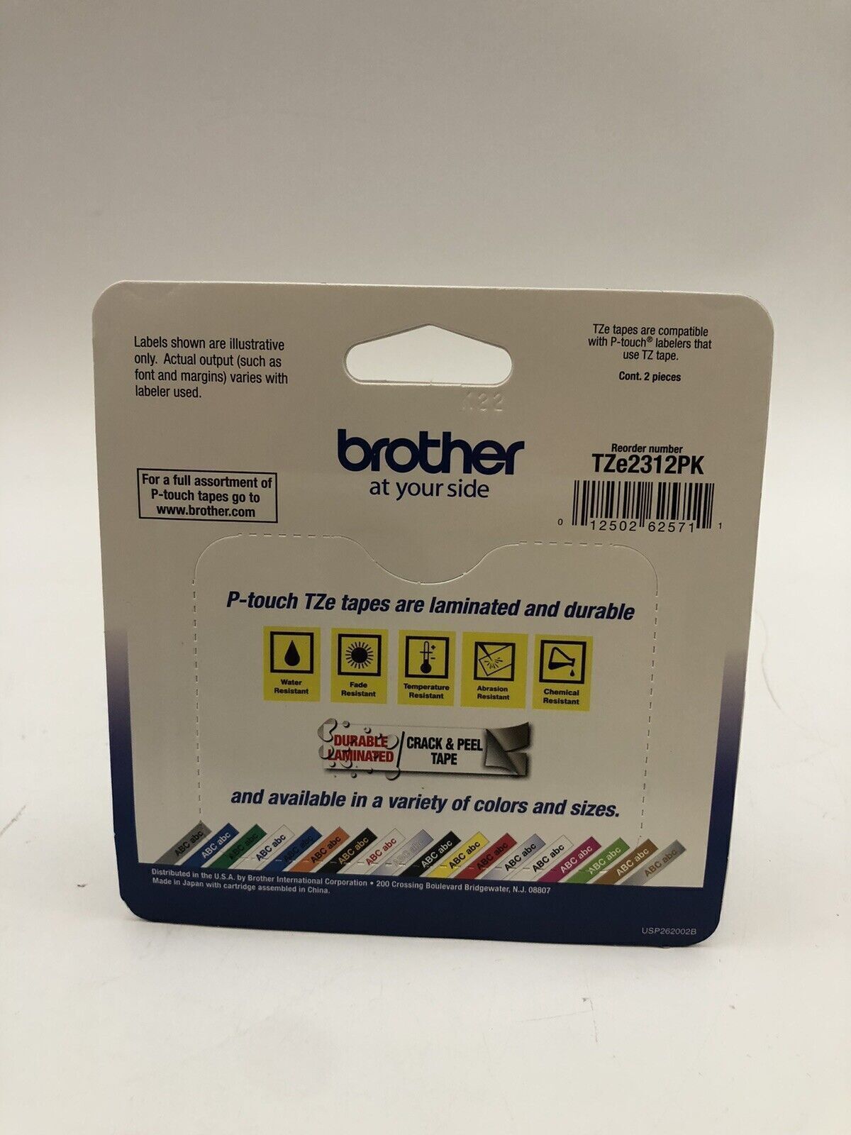 2 Pack Brother Genuine P-Touch, TZe-231 Tape TZE2312PK Black Print White Tape US
