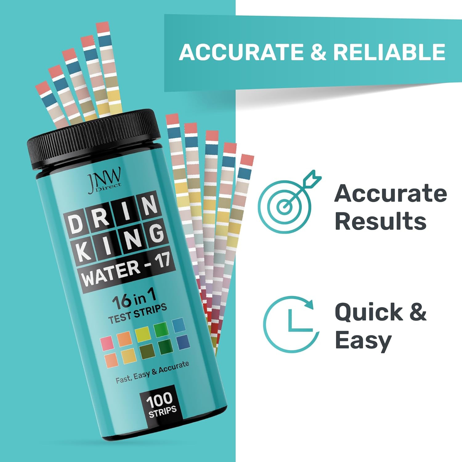 17-in-1 Drinking Water Test Kit - 100 Strips + 2 Bacteria Tester Kits - Well, Ta