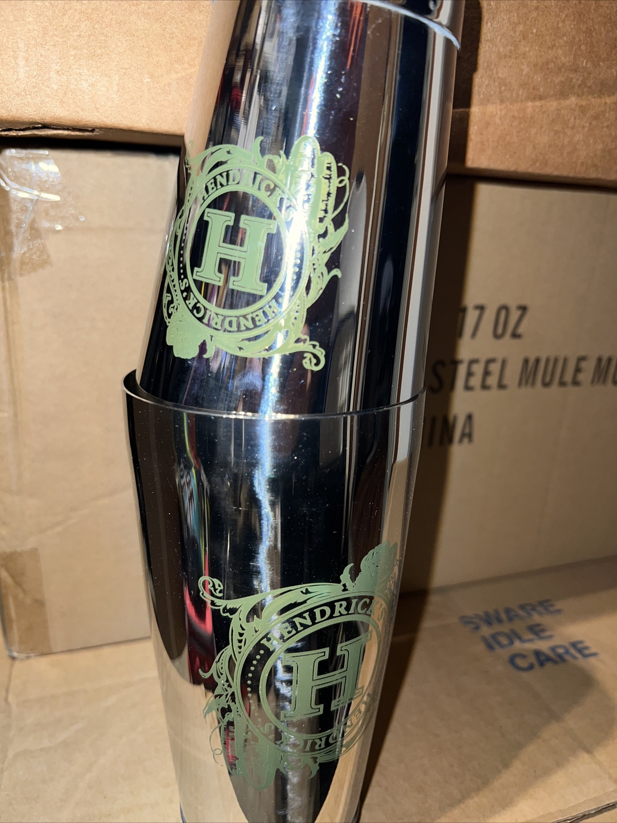 Hendricks 2 piece Boston Shaker set. stainless steel commercial grade