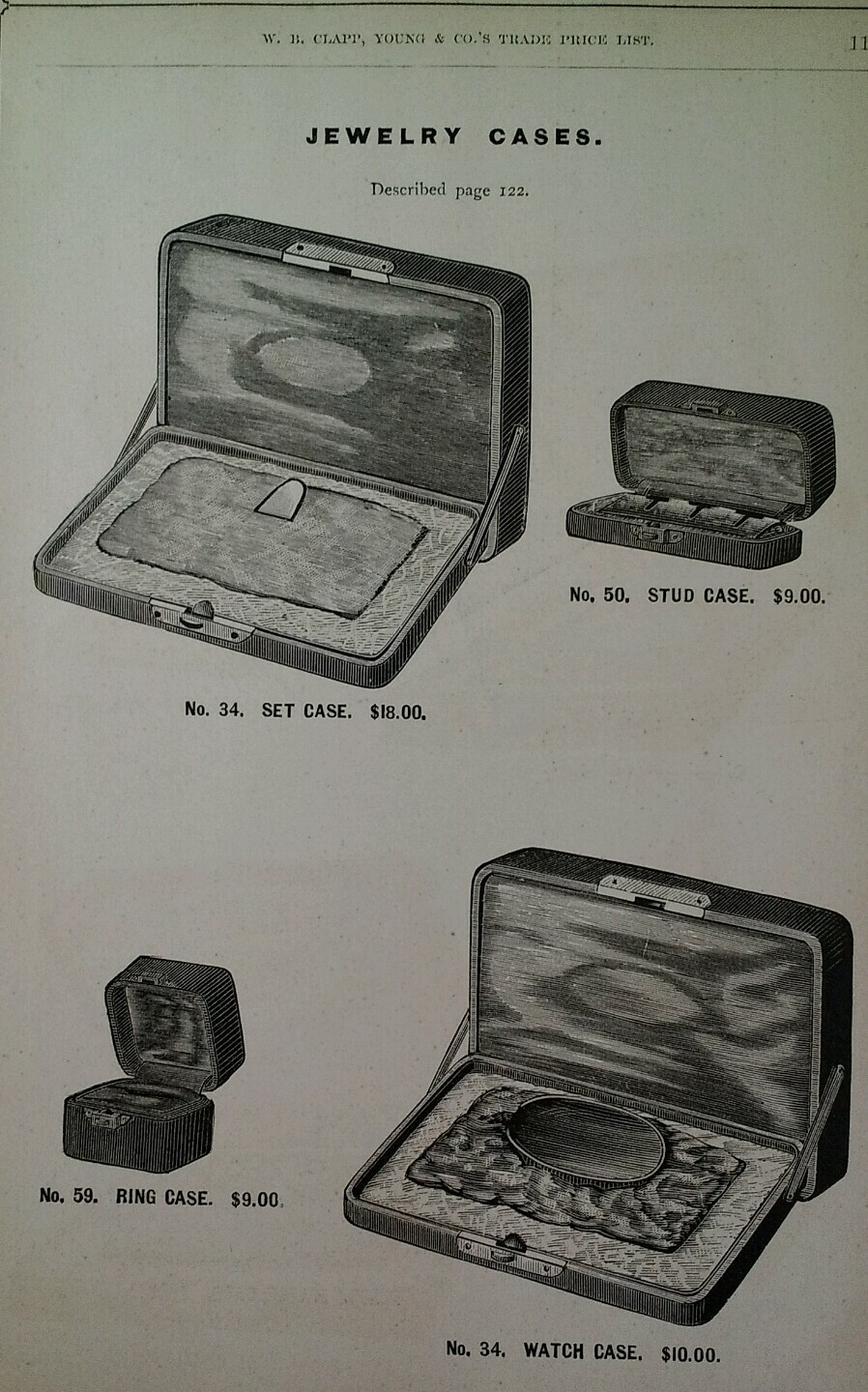 Jewelry Watch Cases 1881 Catalog Page Clapp Chicago Rare VHTF Etching 119