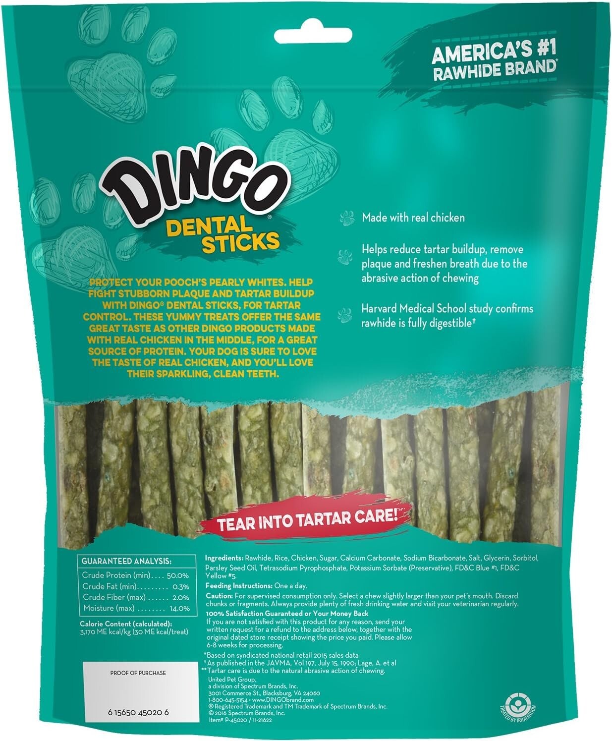 Dingo Dental Sticks 48 Ct Dog Treats Clean Teeth Freshen Breath