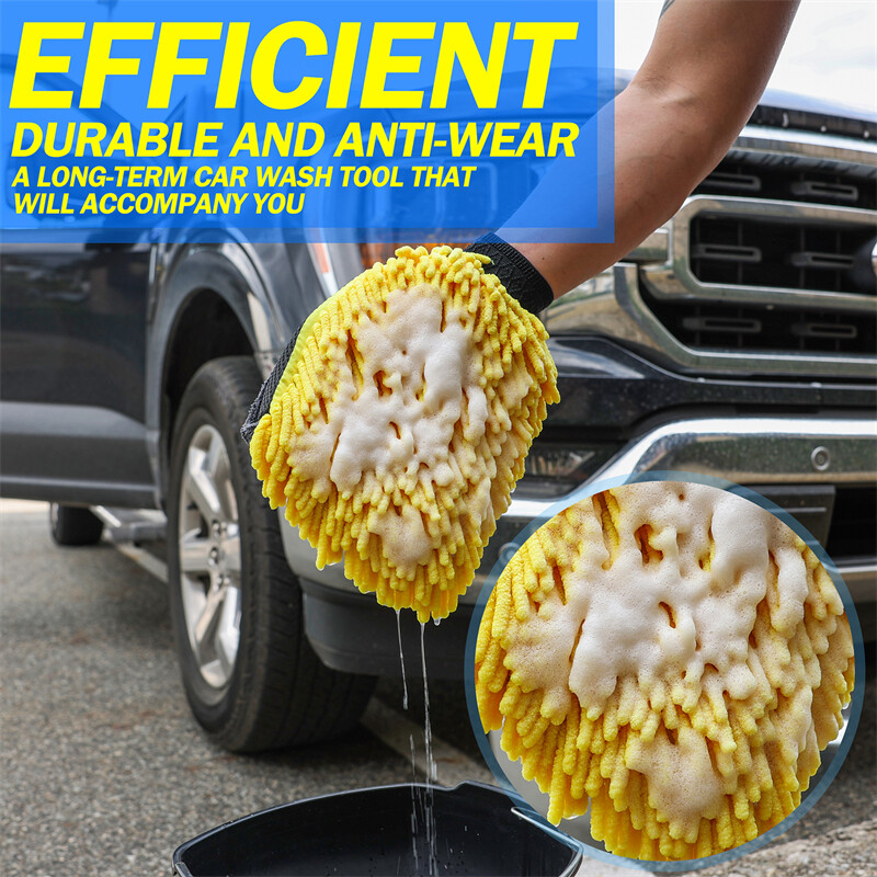 2 Pack Microfiber Car Wash Mitt Scratch Free Ultra Absorbent Car Cleaning Gloves