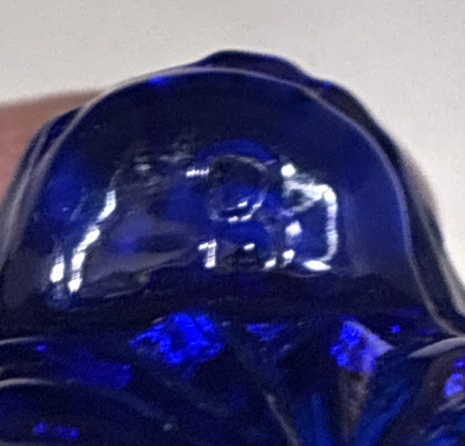 Mosser Mold Guernsey Glass Cobalt Blue Carnival Pattern Salt Cellar