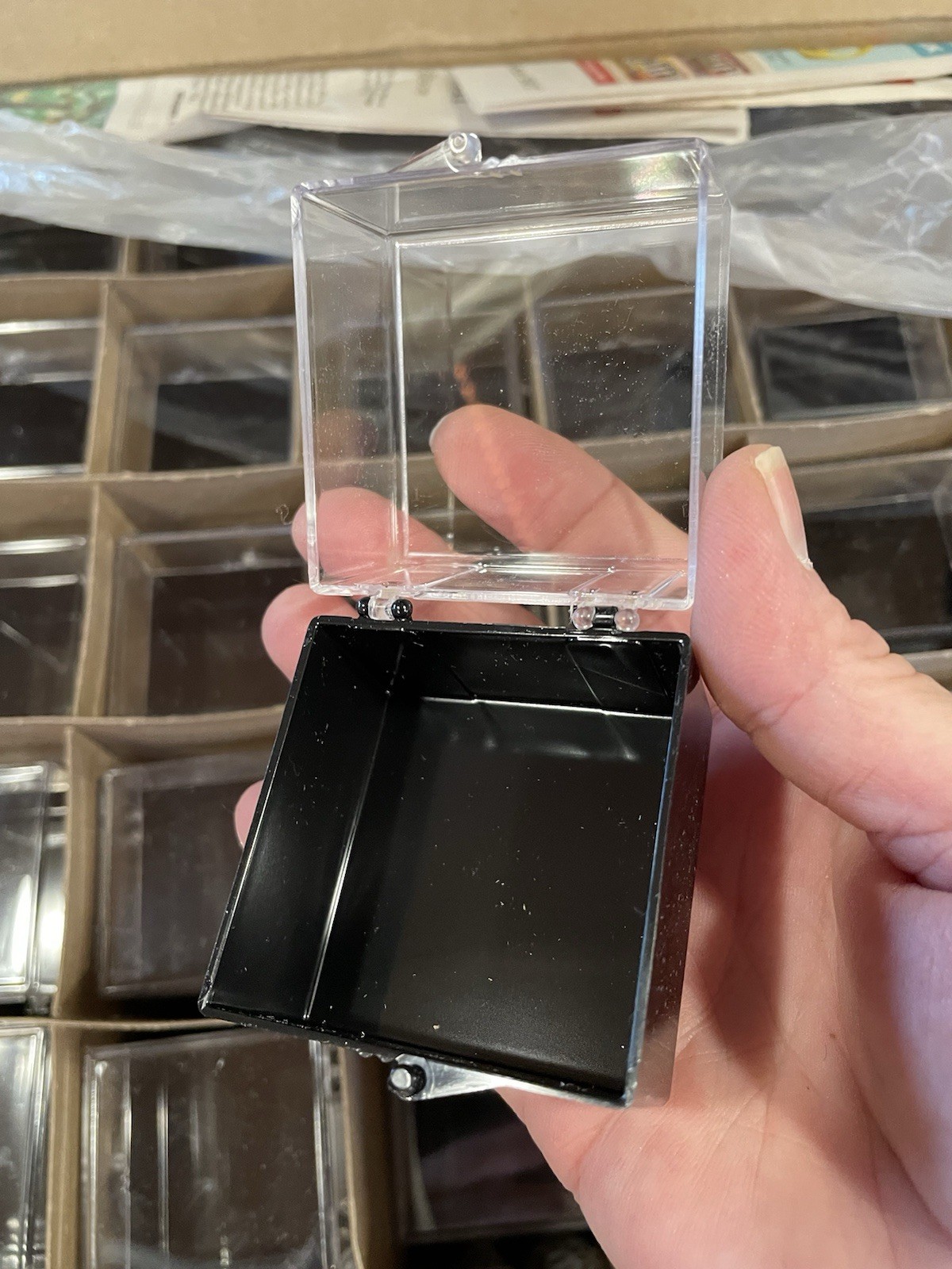 Plastic Hinged Specimen Box , 2 X 2 X 2 Inches New, Display Box, Storage Box