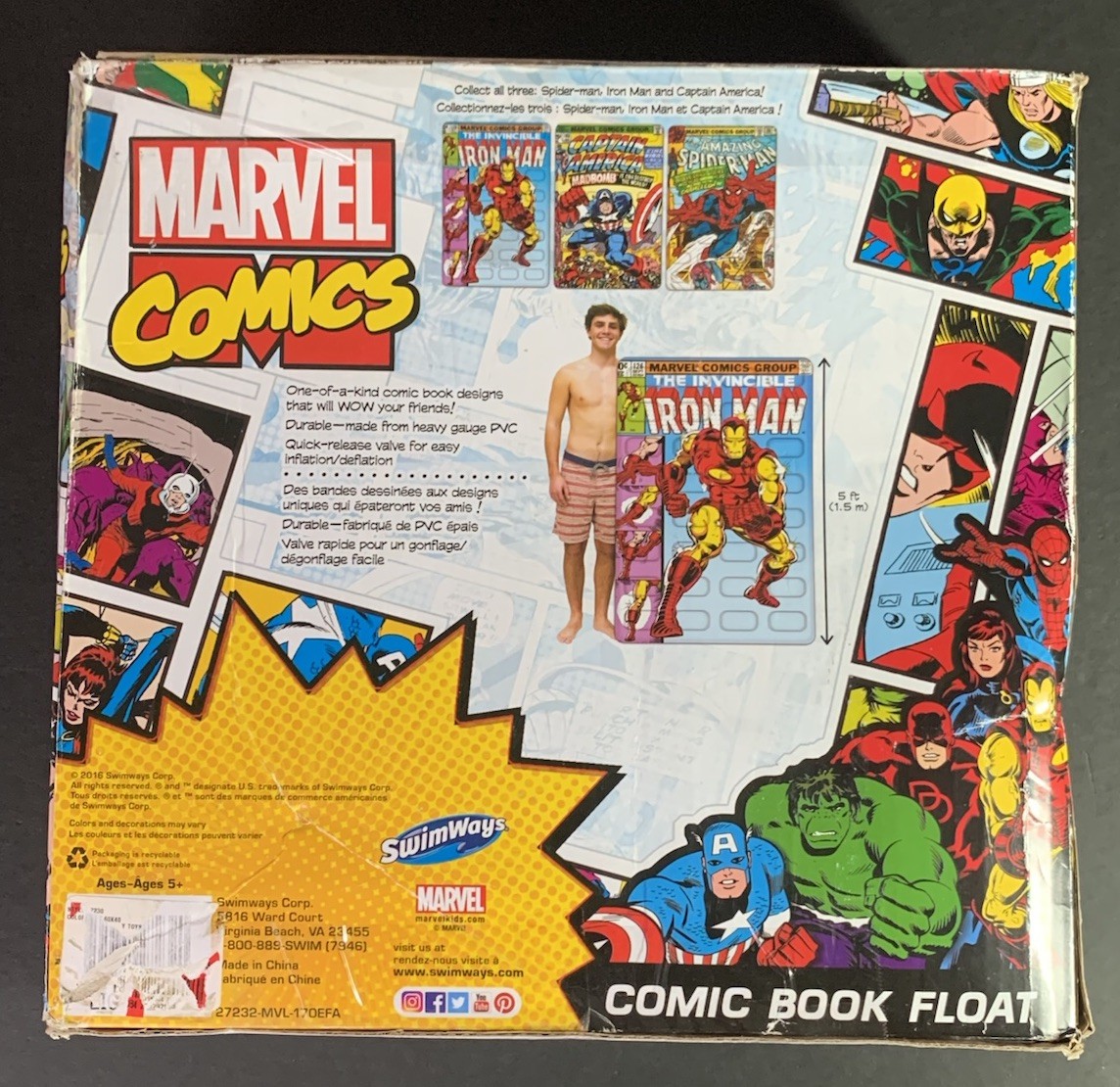 Iron Man Marvel Comic Book Float Inflatable Pool Raft NEW Open Box
