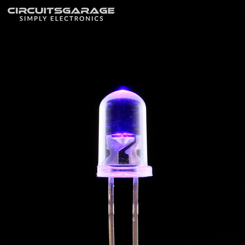 50 X 5mm Ultra Bright Water Clear Ultraviolet UV LED Light Emitting Diode Bulb