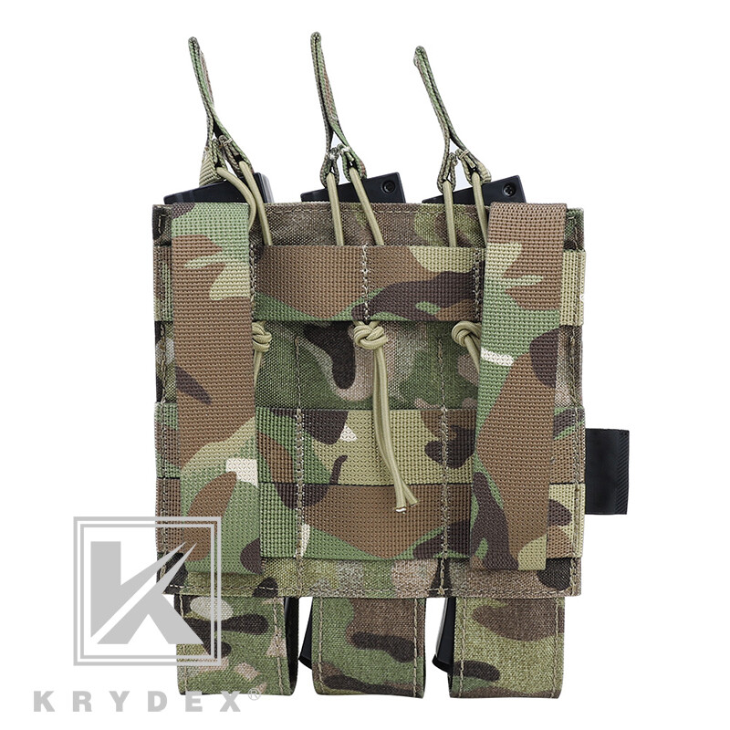 KRYDEX Triple Open Top Magazine Pouch Tactical Mag Carrier Holder MOLLE Back