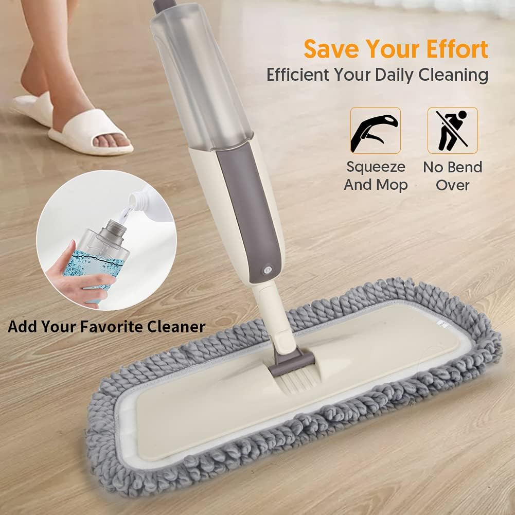 360° Spray Mops for Floor Cleaning with 5 Washable Pads, Wet Dry Microfiber Mop