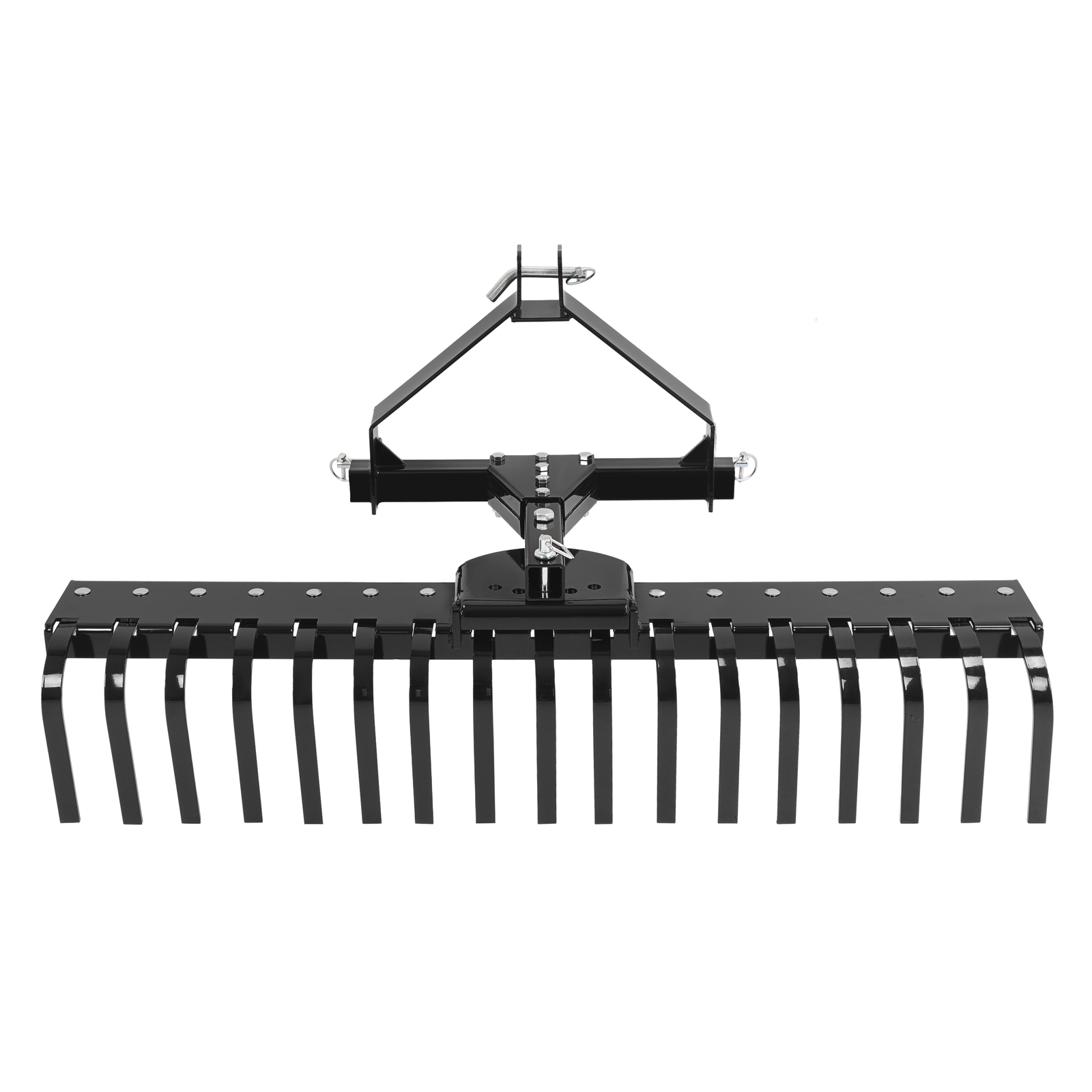 50" 3-Point Black Landscape Rake Grass Comb For Category-0 Tractor Hookup