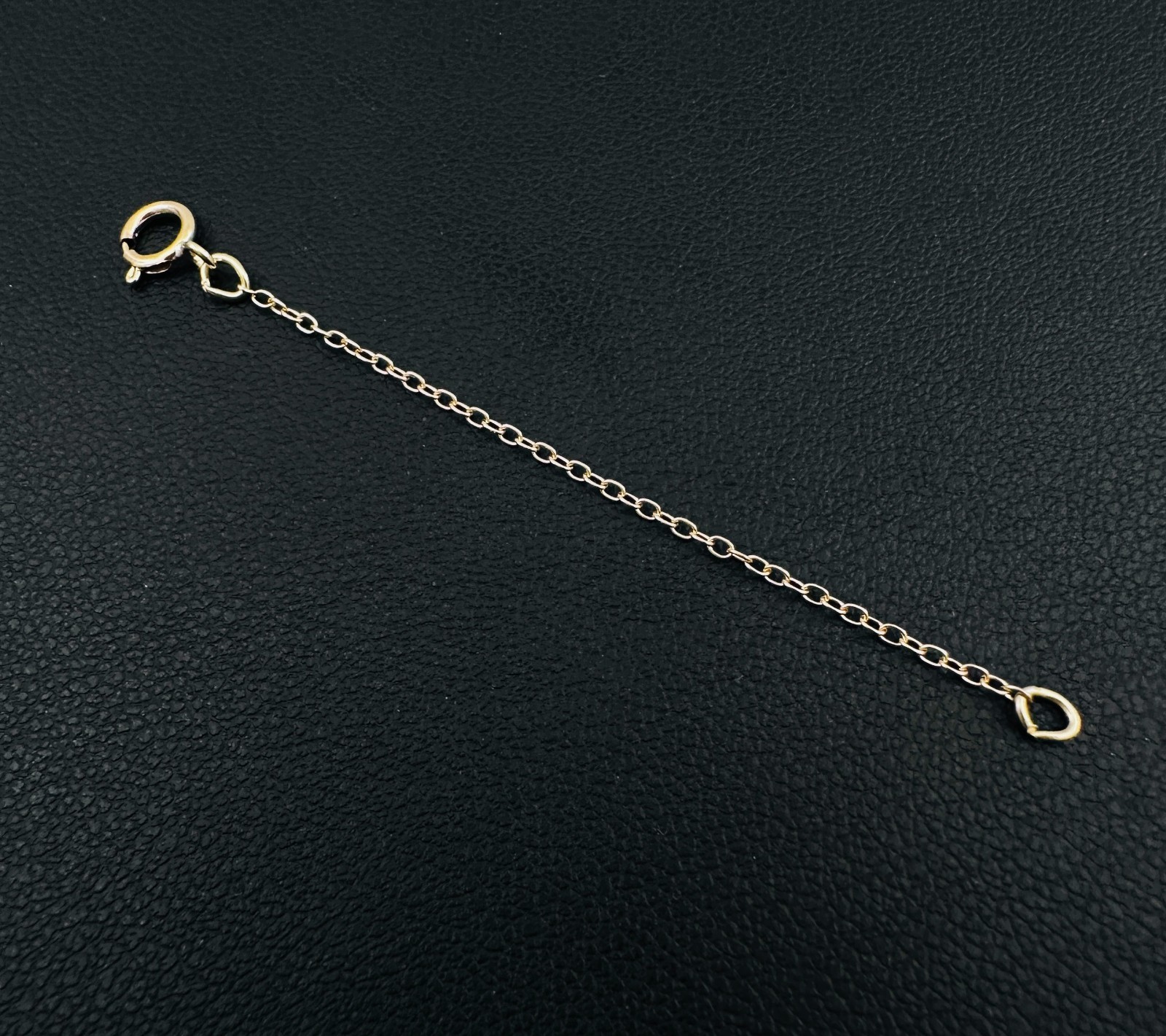 14K Solid Yellow Gold Cable Link Safety Chain Extension Extender, 1mm, 2.25"