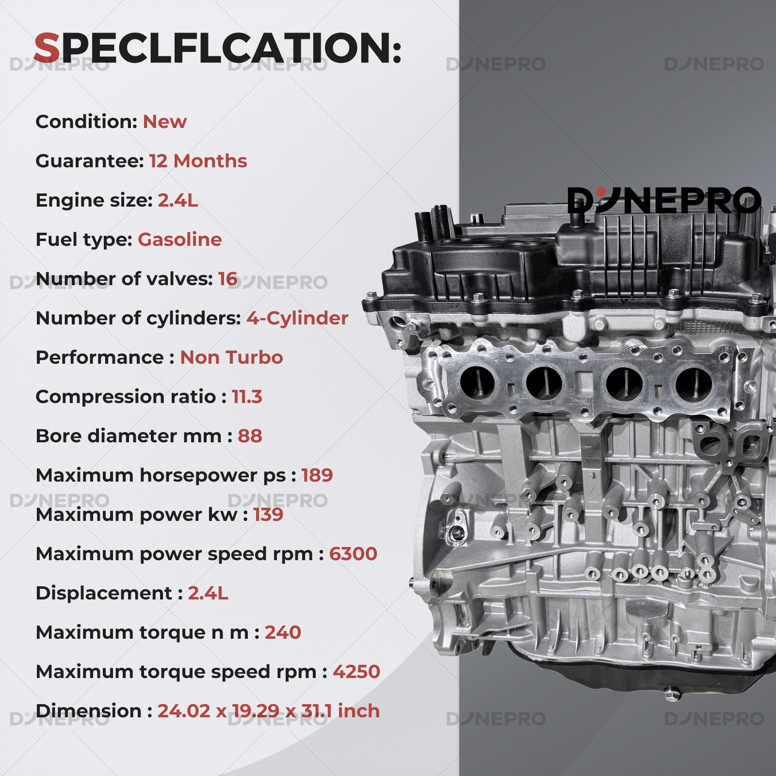 G4KJ GDI Long Block Engine Motor For 11-20 Hyundai Santa Fe Sport Kia Sportage