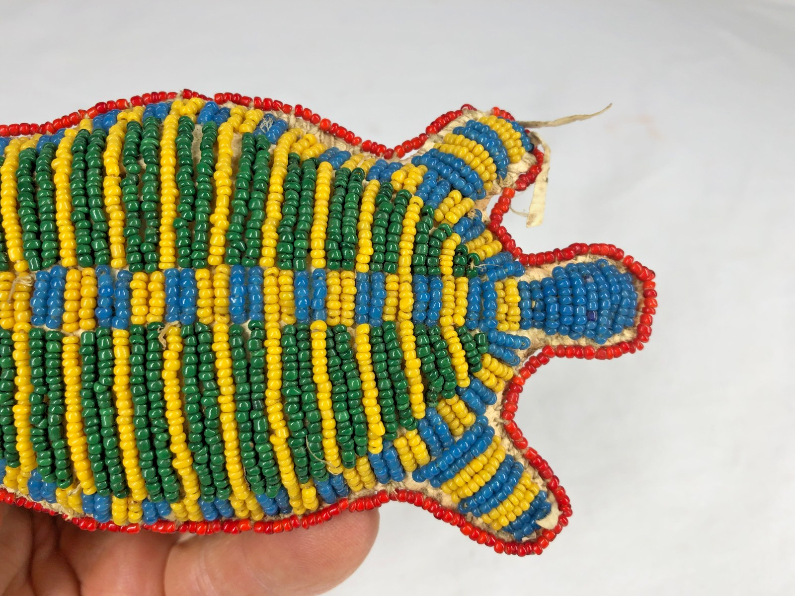 ANTIQUE ORIGINAL NATIVE AMERICAN MADE BEADED LEATHER TURTLE FETISH