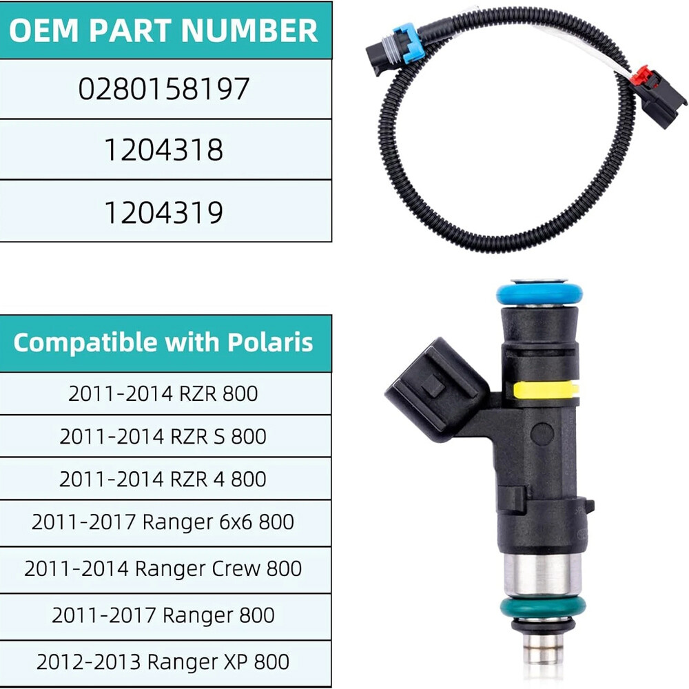 For 2011-2014 Polaris Ranger 800 XP 800 Crew 800 2pcs Fuel Injectors w/ Harness