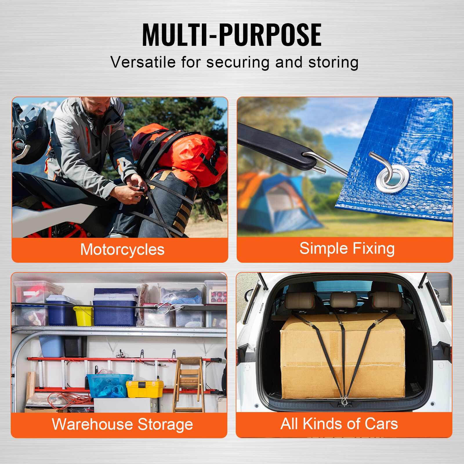 VEVOR 50 Pack 21" Bungee Straps Set Heavy Duty Rubber Bungee Cord w/S-Hook