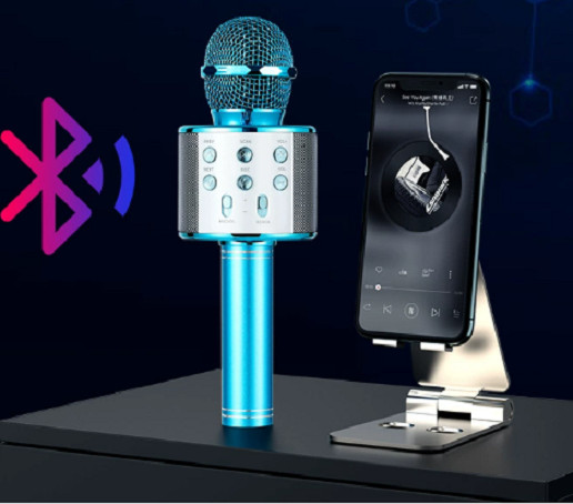 Wireless Bluetooth Karaoke Microphone for Kids, 5-in-1 Portable Handheld Blue