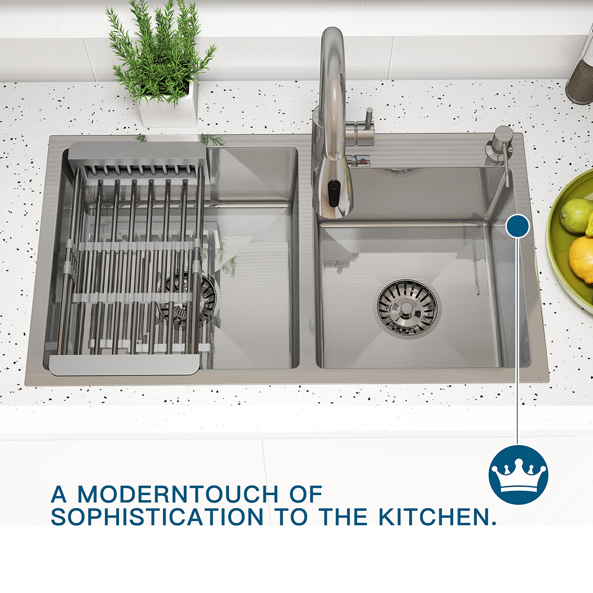 30"/32" Drop In Kitchen Sink Silver Stainless Steel Large Double Bowl Top Mount