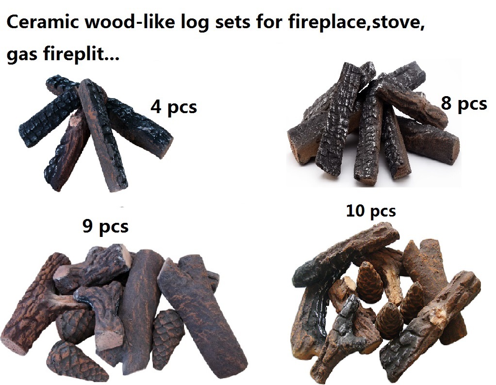 Fireplace stoves propane firepit Woodlike Ceramic decorative Log Set 4,8,9,10pcs