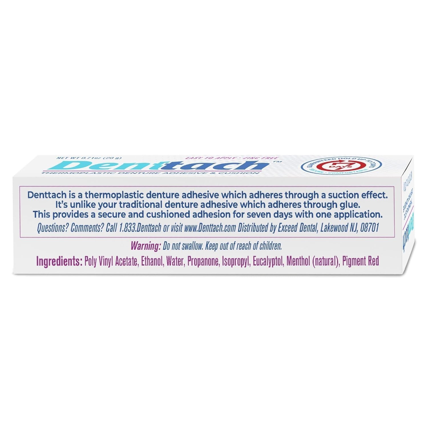 5 Pack Denttach Seven Day Hold Thermoplastic Denture Adhesive .71 Oz.