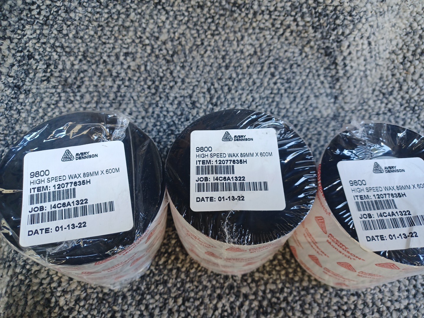 Avery Dennison Monarch 12077635H 9800 High Speed Wax 89mm×600m (Lot Of 4)