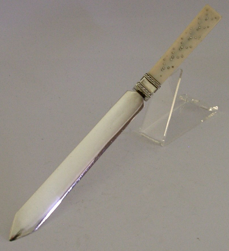 RARE SUPERB ENGLISH SOLID STERLING SILVER LETTER ENVELOPE OPENER 2000 HEAVY 110g