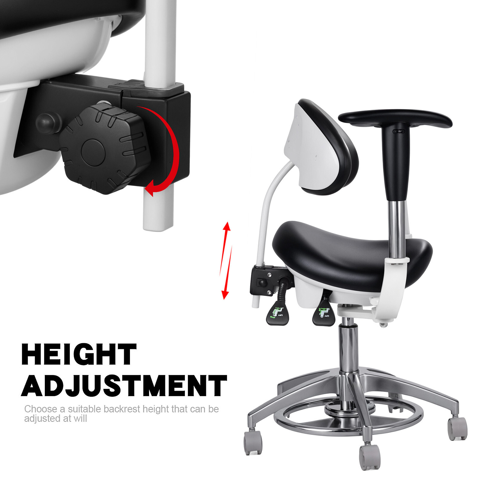 Dental Dynamic Microscope Chair Ergonomic Doctor Saddle Chair Foot Control USA