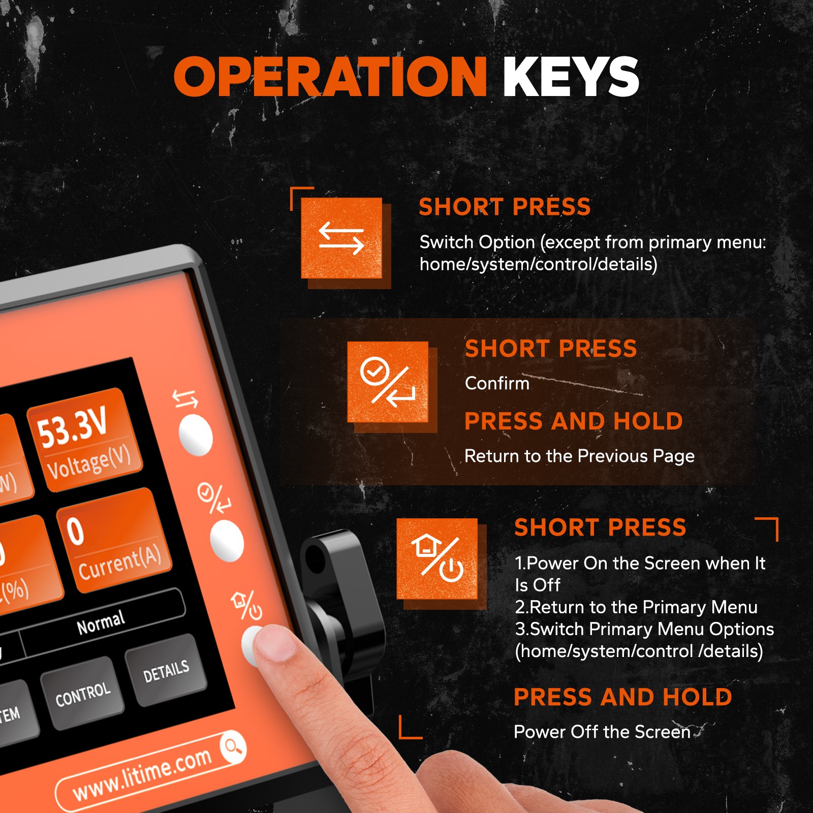 LiTime RS485 Real-time Monitoring Display For Golf Cart Home RV Lithium Battery
