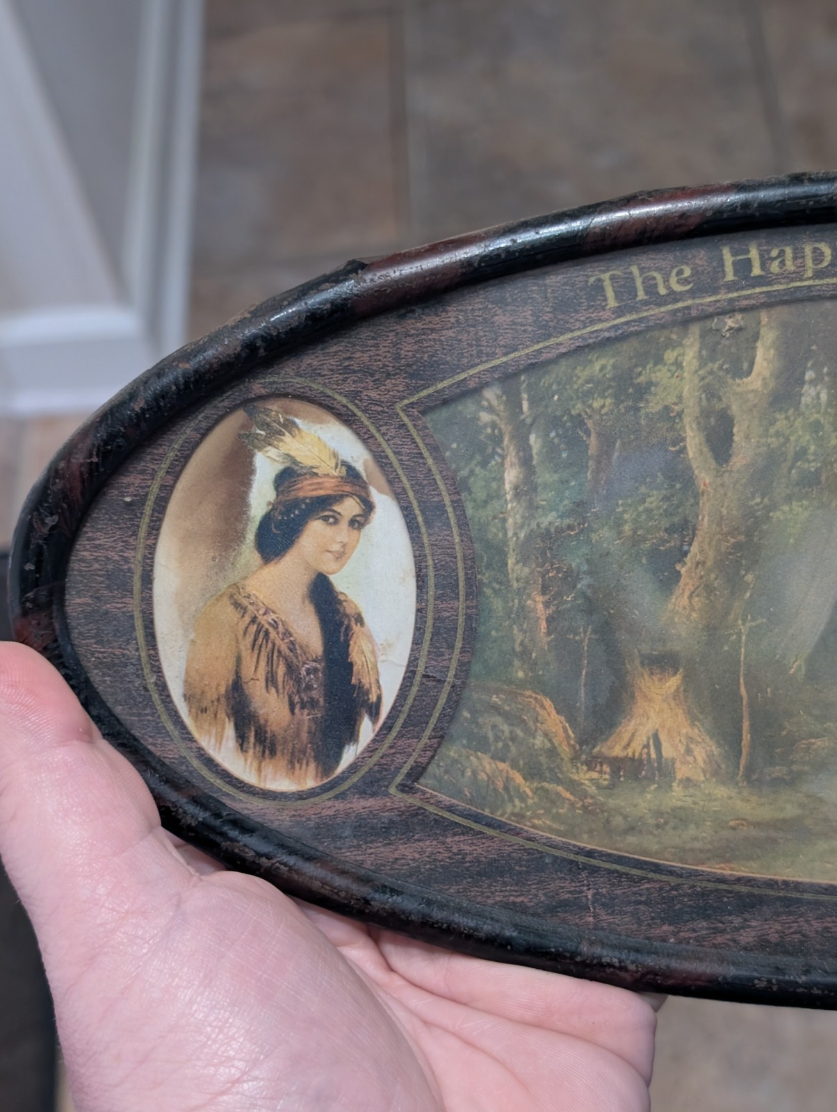 Antique Picture The Happy Hunting Grounds Native American Indians Metal Frame