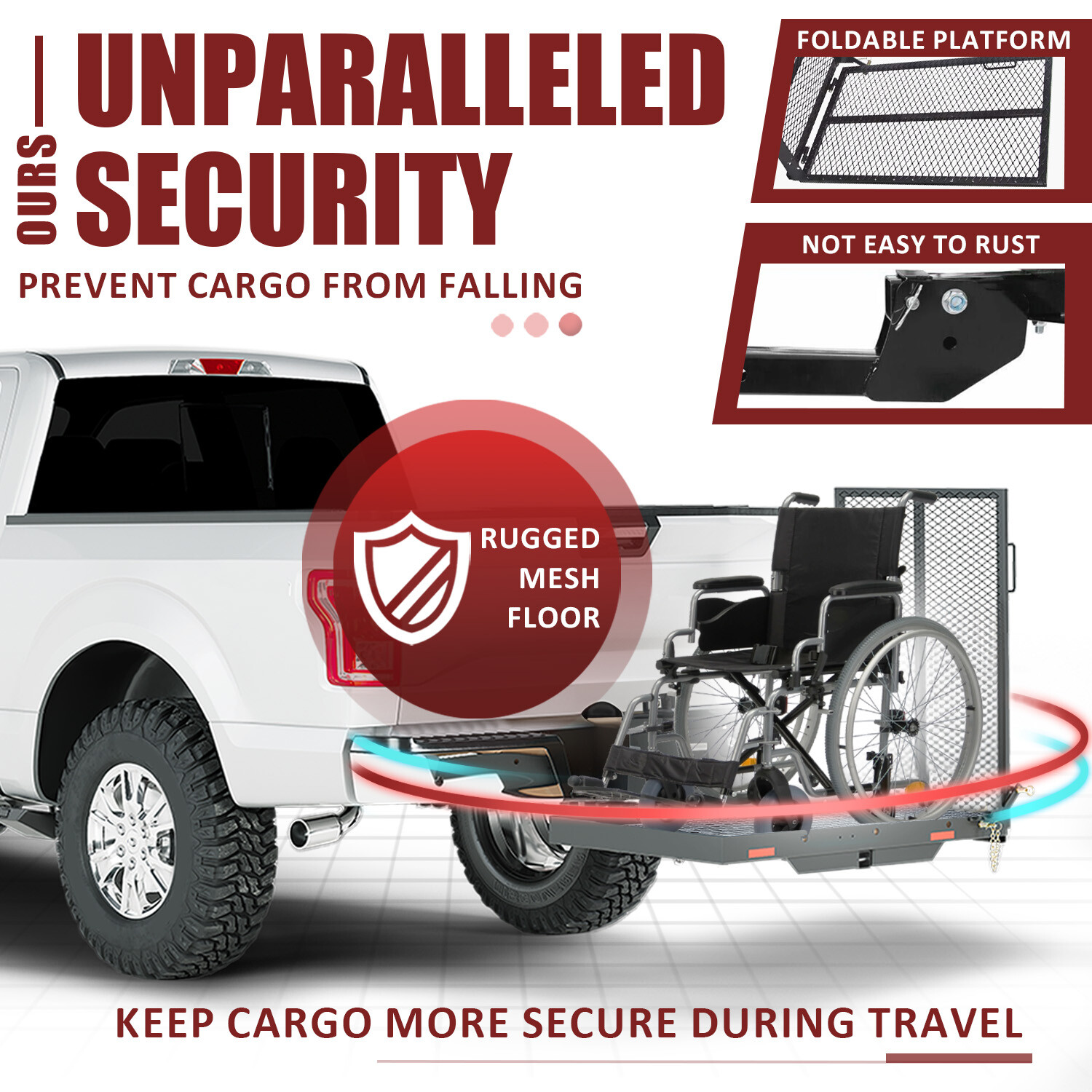 500LB Scooter Hitch Carrier Mount Hitch Cargo Carrier W/ Ramp Wheelchair Carrier