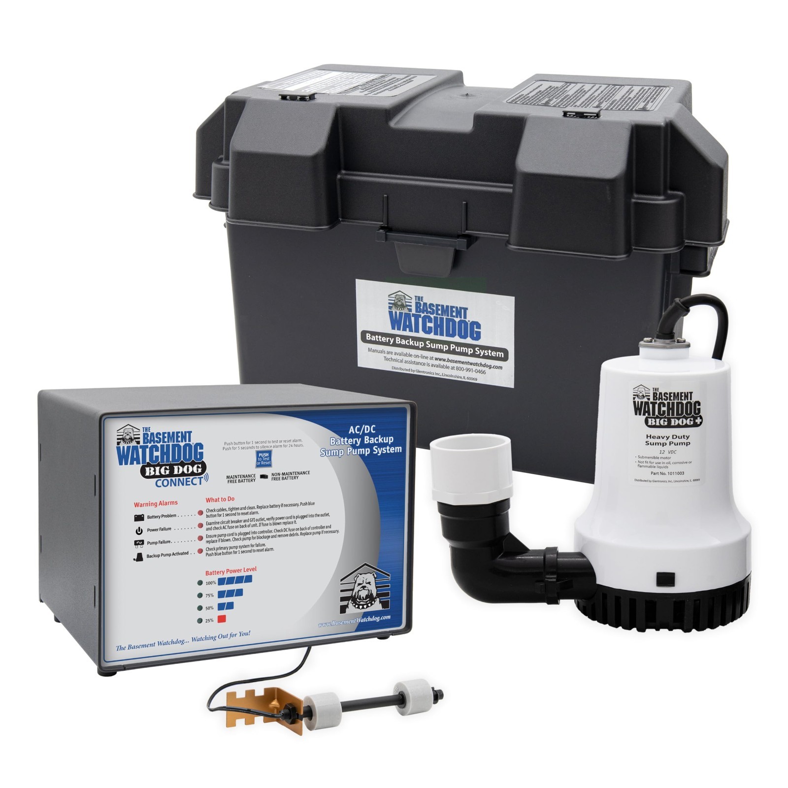 The Basement Watchdog 3500 GPH AC/DC Battery Backup Sump Pump System, BWD12-120C