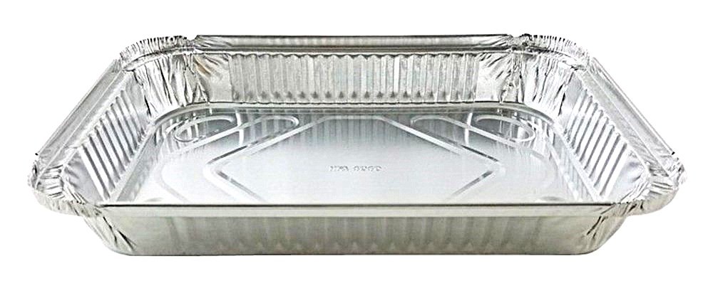 4 lb. Oblong Aluminum Entrée / Dinner Take-Out Pan w/Board Lid 50/PK