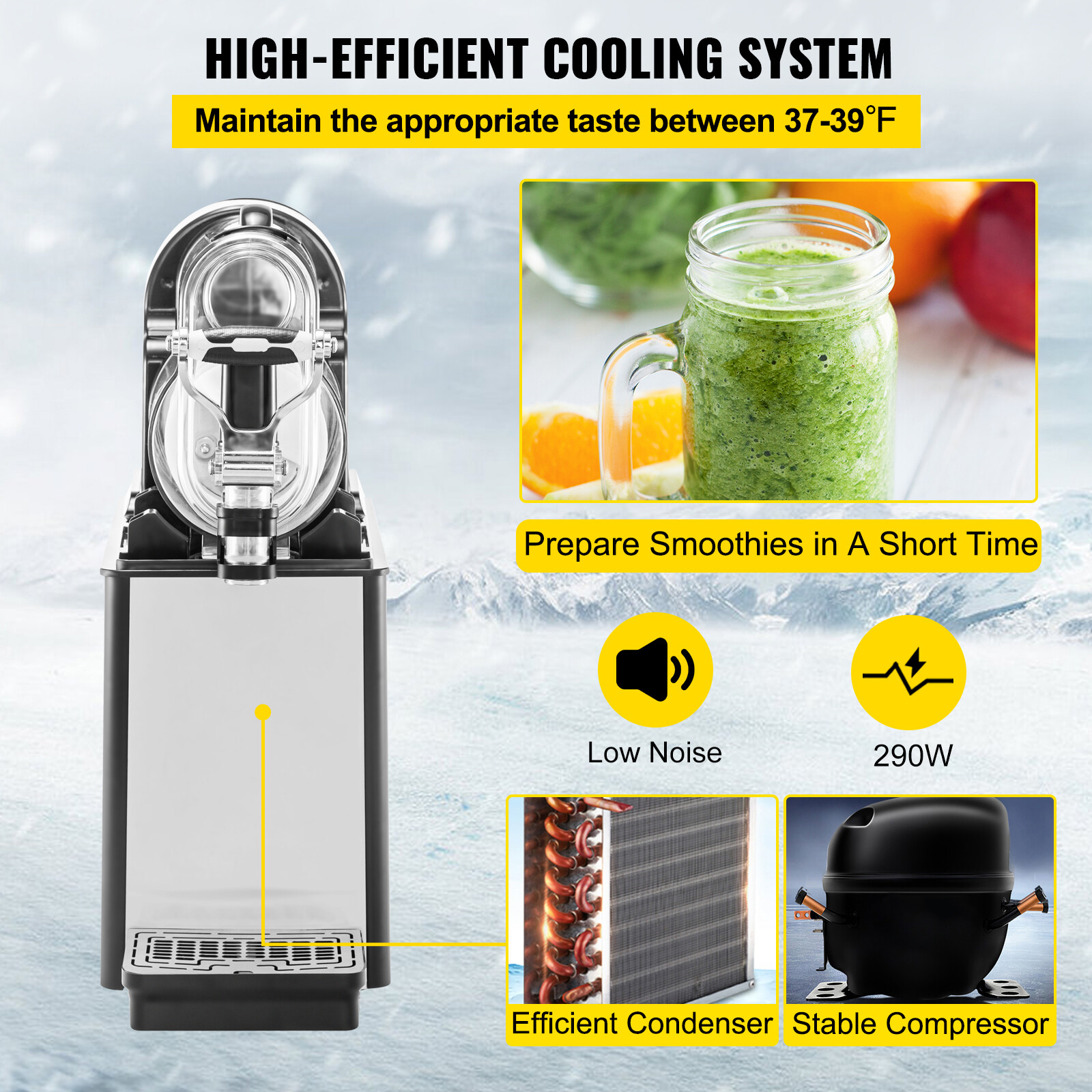 Commercial Slushy Machine 3Lx1 Slush Machine Frozen Drink Beverage Maker Cooler