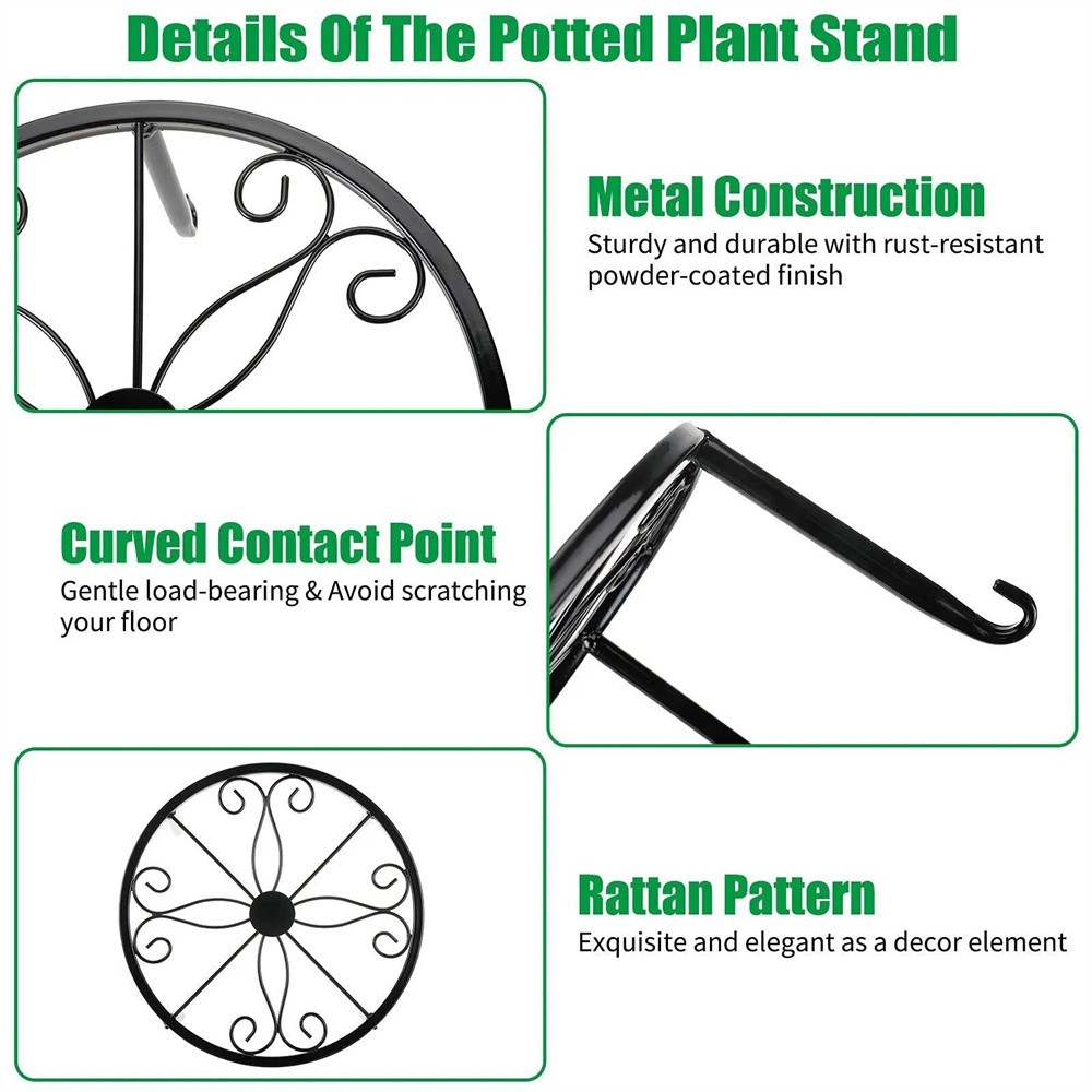 Metal Plant Stand Heavy Duty Flower Pot Stands For Outdoor Indoor Plants 5 Pack