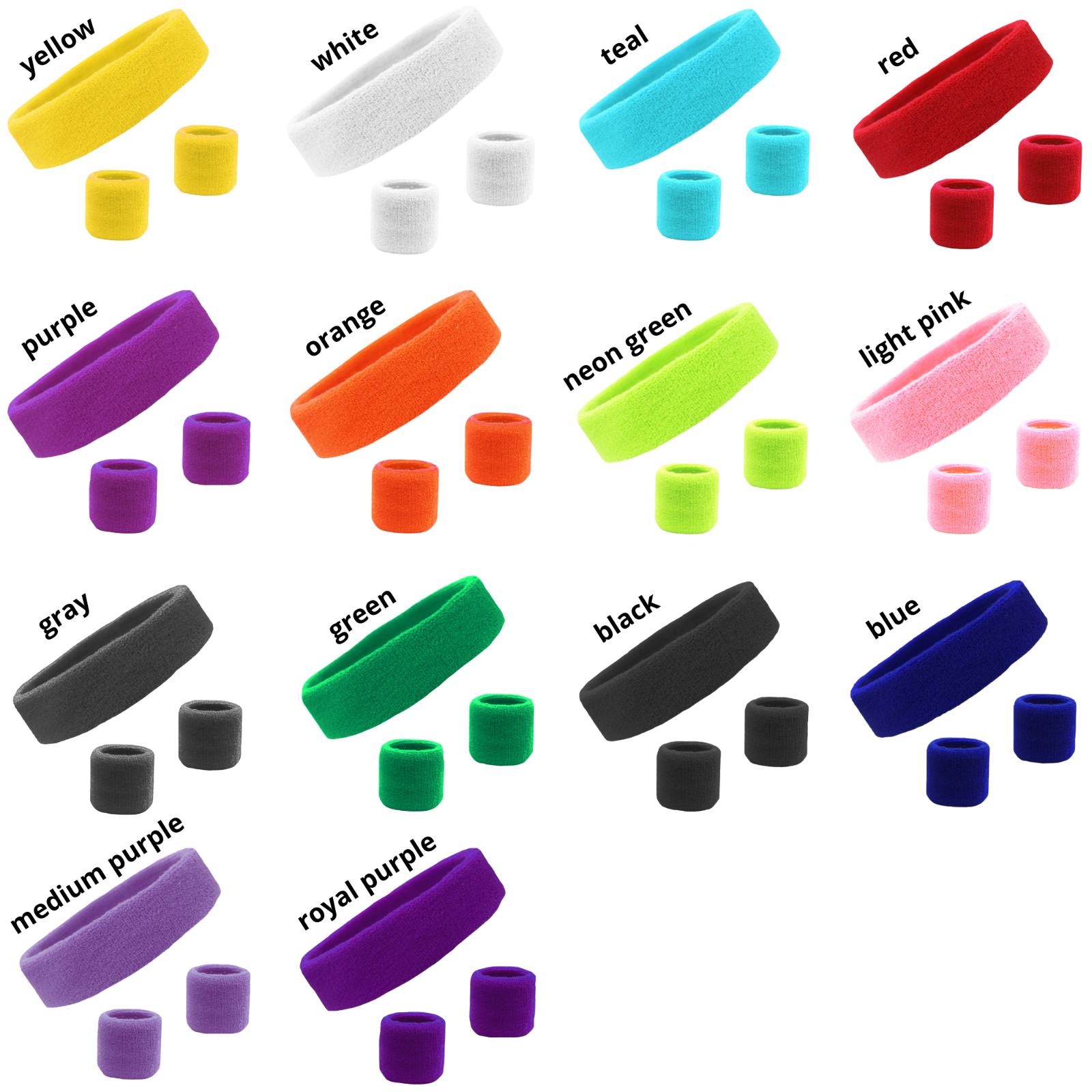 Sweatband Set Exercise Headband Wristbands Workout Head Wrist Sweat Band