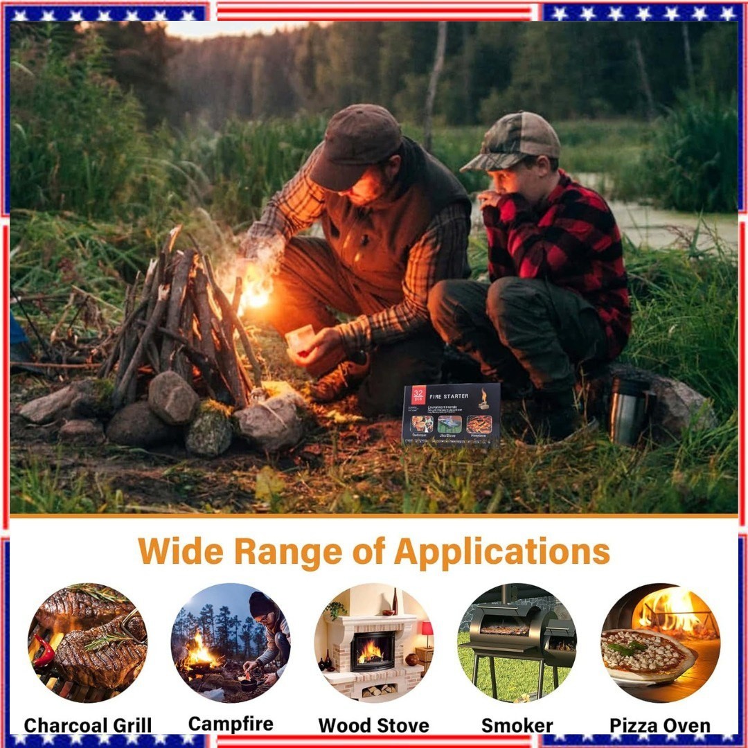 Fire Starter, Easy-Burning Fire Starter Squares for Wood Stoves, Campfires, Gril