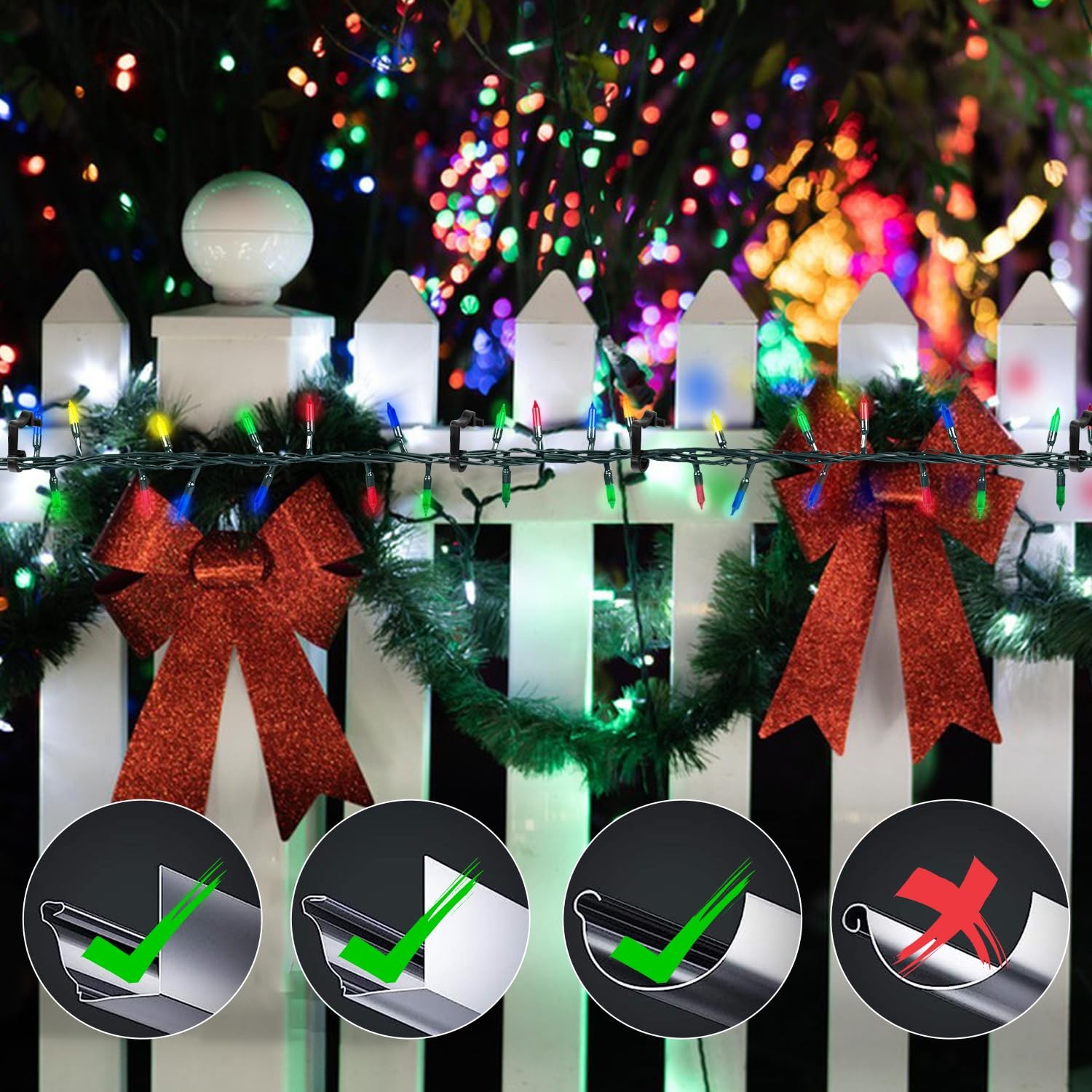 AccEncyc 100 Pcs Outdoor Light Clips Hooks for 100Pcs Black, Black