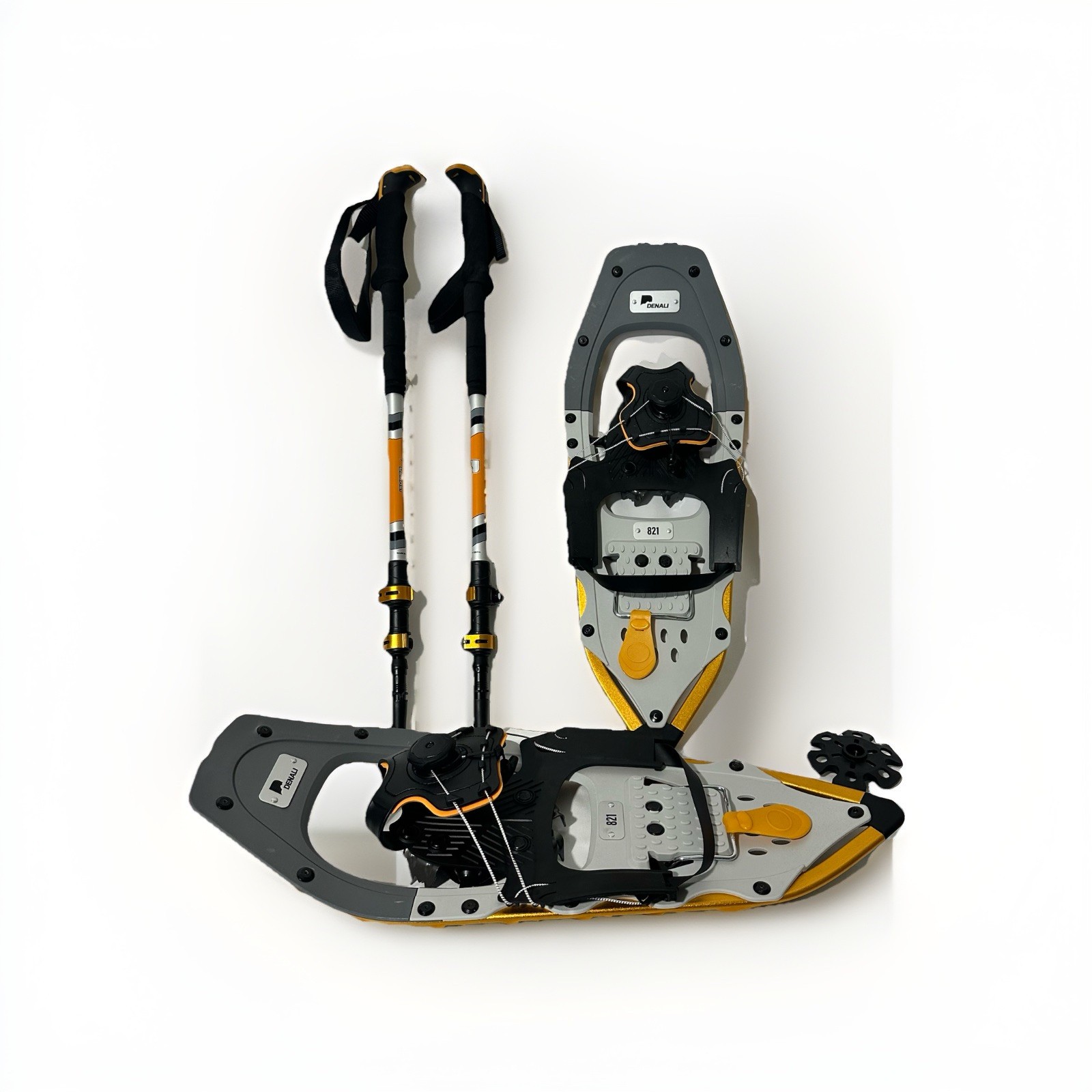 Denali Sawtooth Spin Snowshoes 8x21 Quick-Adjust Kit w/ Poles & Bag – 150 lb