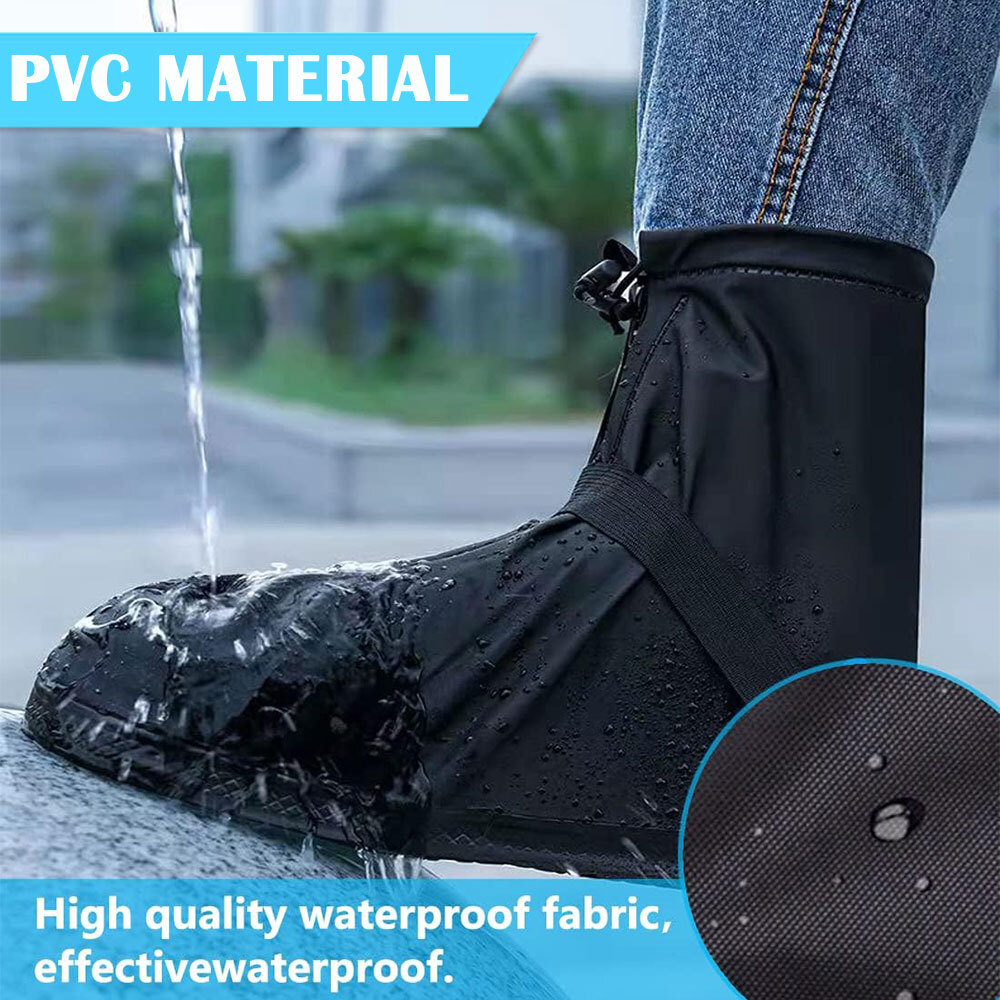 Reusable Rain Shoe Covers Waterproof Zipper Overshoes Boots Anti-Slip Protector