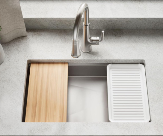 Kohler 33660-PC-NA Strive 29" Workstation Kitchen Sink, Stainless Steel*READ*