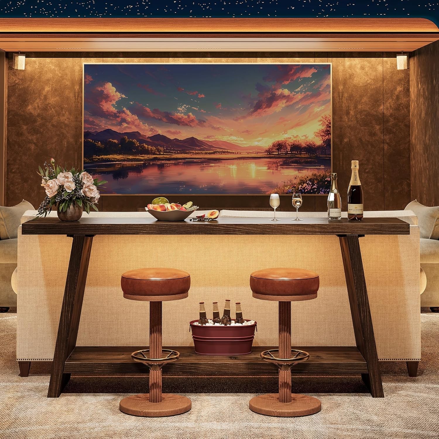 70.9 Inch Solid Wood Console Table 2-Tier Farmhouse Narrow Entryway Sofa Table