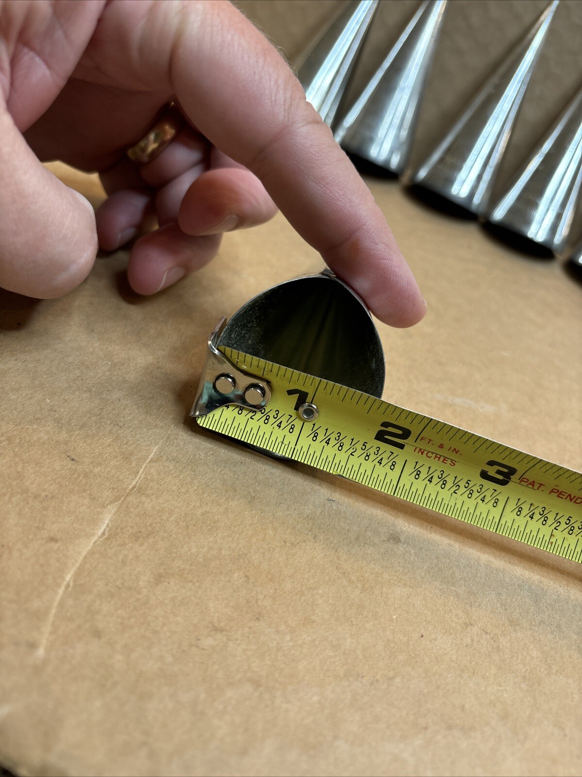 VINTAGE NUTBROWN TIN ICE CREAM CONE HORN MOULDS SILVER SET OF 6