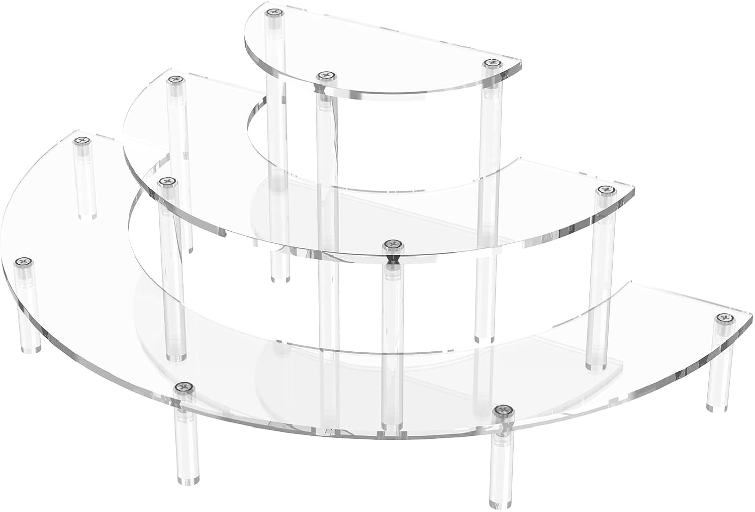 3 Tier Acrylic Display Risers, Half Moon Cupcake Stand, Clear Perfume Organizer,
