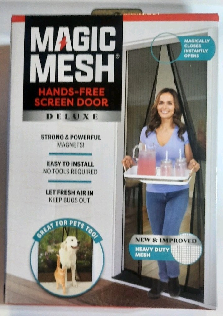 Magic Mesh Deluxe Hands-Free Screen Door Sealed New Improved Heavy Duty Mesh